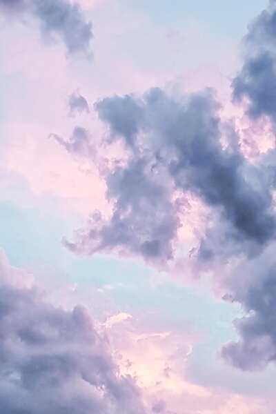 Carta da parati Cielo nuvoloso con nuvole rosa e azzurre, Carta da parati Cielo, Carta da parati popolare, u33240 - Tapeko.it
