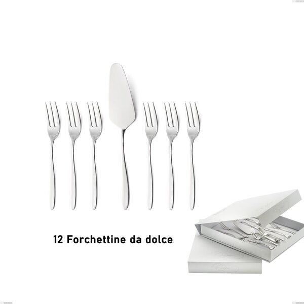 Confezione a libro 13 pezzi, forchettine pi� paletta dolce armonia, Acciaio inox Aisi 304 lucido, spessore 3 mm
