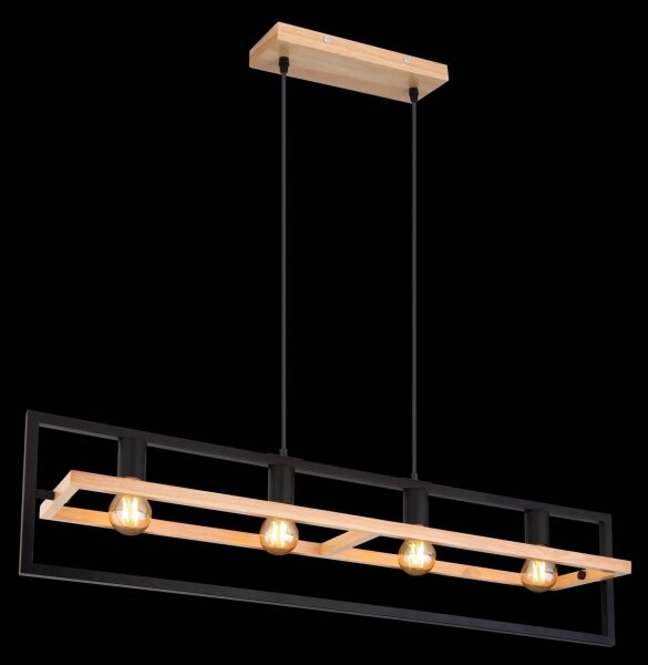 Globo 15575-4H - Lampadario a cavo ERICA 4xE27/40W/230V nero/beige