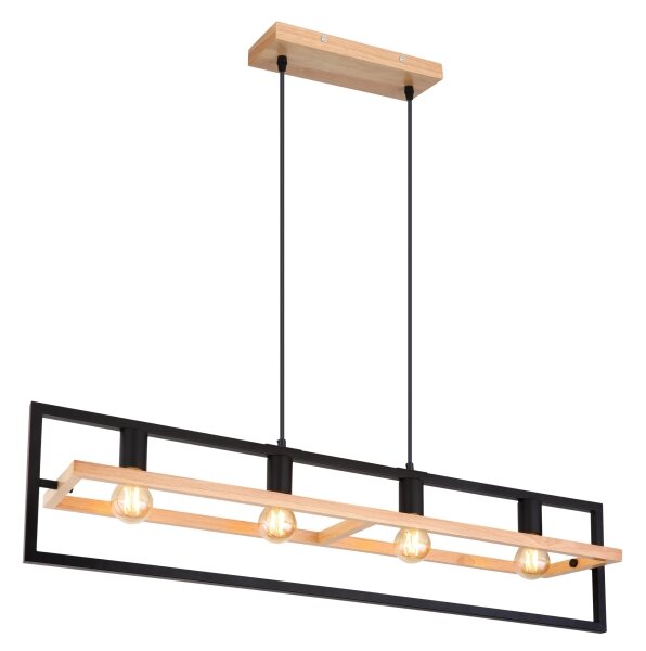 Globo 15575-4H - Lampadario a cavo ERICA 4xE27/40W/230V nero/beige