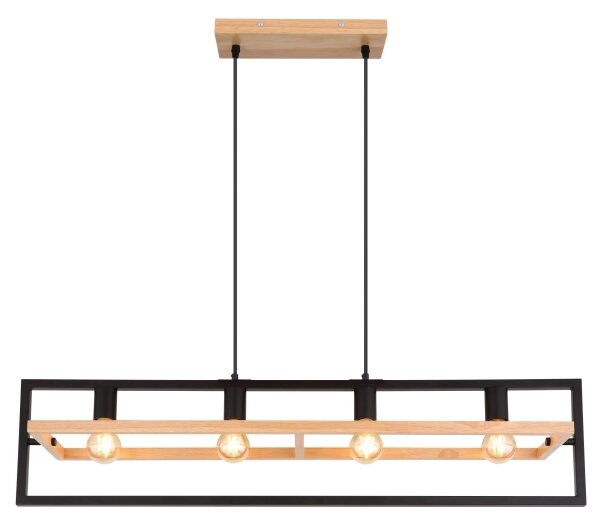 Globo 15575-4H - Lampadario a cavo ERICA 4xE27/40W/230V nero/beige