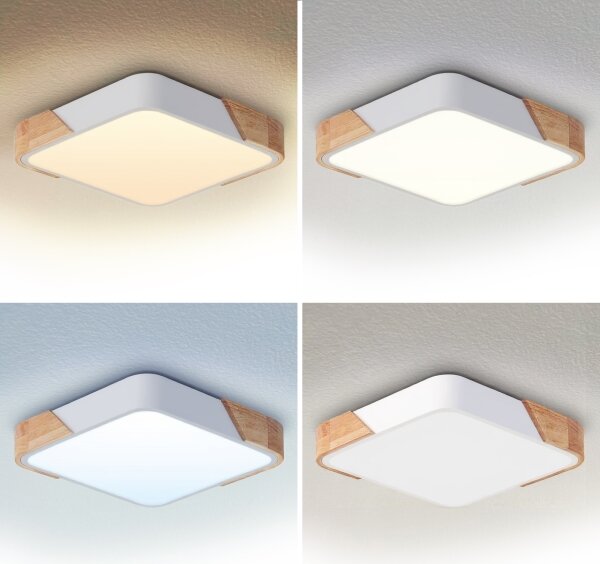Brilagi - Plafoniera LED dimmerabile PILANA LED/48W/230V rovere/bianco 42x42 cm + telecomando