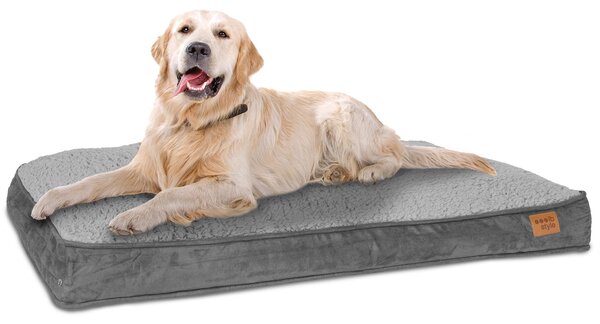 Cuccia per cani, cesta per cani, cuscino per cani, 100 x 68 cm. Lavabile e antiscivolo. Happy Dreams L, colore grigio. Marca: ib style®