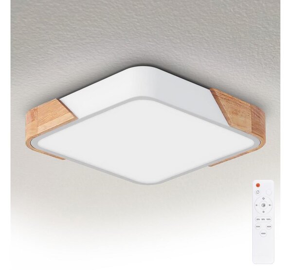 Brilagi - Plafoniera LED dimmerabile PILANA LED/48W/230V rovere/bianco 42x42 cm + telecomando