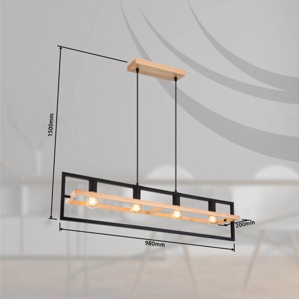 Globo 15575-4H - Lampadario a cavo ERICA 4xE27/40W/230V nero/beige