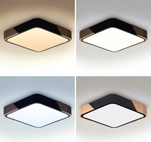 Brilagi - Lampada LED dimmerabile PILANA LED/48W/230V rovere/nero 42x42 cm + telecomando