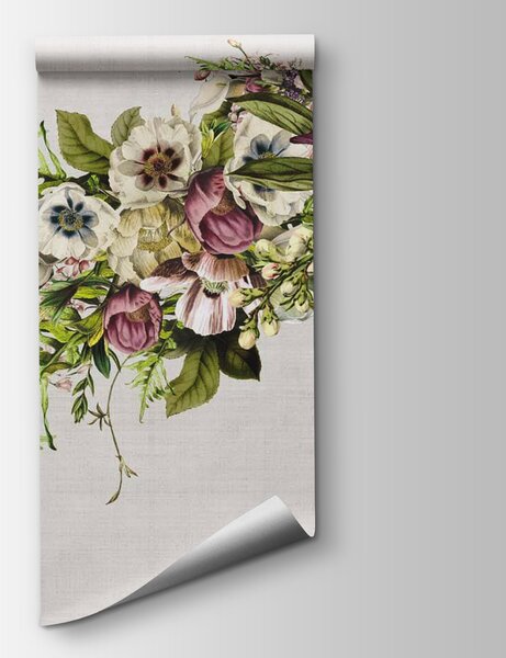 Carta da parati Farfalla in volo su un mazzo di fiori, Carta da parati popolare, Carta da parati popolare, u34636 - Tapeko.it