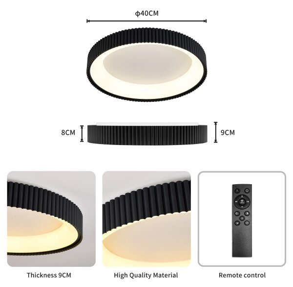 Brilagi - Plafoniera LED dimmerabile FALCON MODERN LED/30W/230V 40 cm nero + telecomando