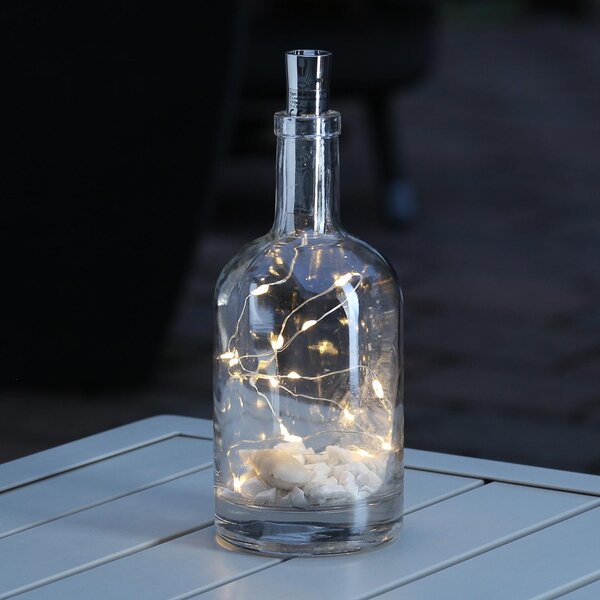 Catena luminosa a filo LED KORKEN - per bottiglie - 15 LED bianco caldo - L: 70cm - timer - argento