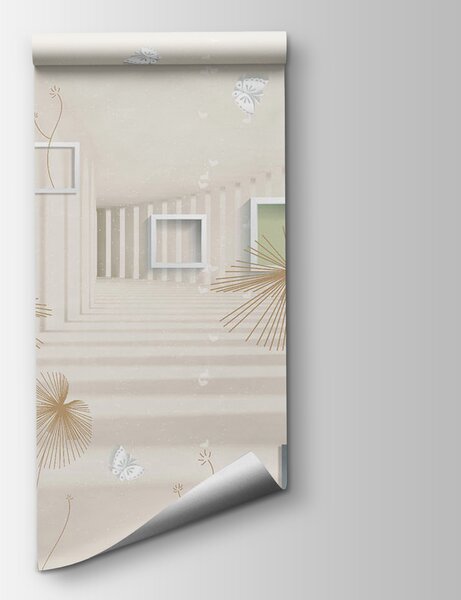 Carta da parati Carta da parati con fiori e farfalle bianche e marroni, Carta da parati 3d, Carta da parati popolare, u40860 - Tapeko.it