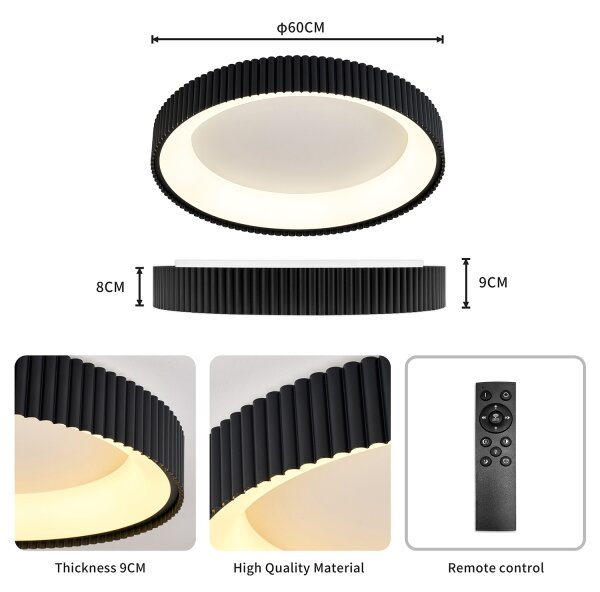Brilagi - Plafoniera LED dimmerabile FALCON MODERN LED/54W/230V 60 cm nera + telecomando