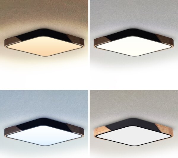 Brilagi - Plafoniera LED dimmerabile PILANA LED/48W/230V rovere/nero 56x56 cm + telecomando