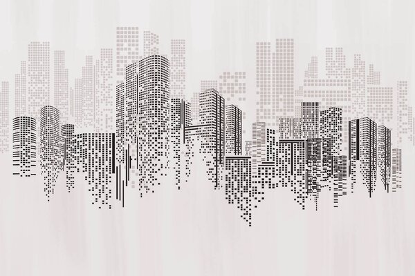 Carta da parati Lo skyline della città con molti edifici, Carta da parati Architettura, Carta da parati popolare, u45827 - Tapeko.it