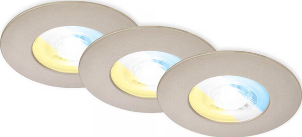 Briloner 7605032 - Set da 3 plafoniere LED da incasso per bagno, 3xLED/4,9W/230V, IP44, cromo satinato