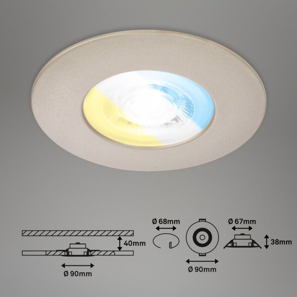Briloner 7605032 - Set da 3 plafoniere LED da incasso per bagno, 3xLED/4,9W/230V, IP44, cromo satinato