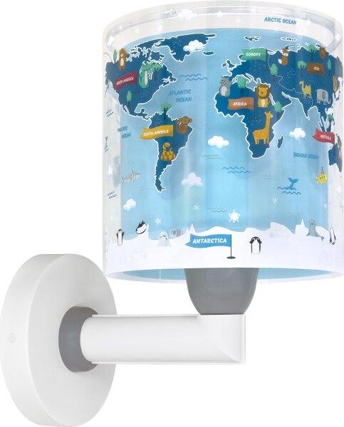 Dalber 40679 - Lampada da parete per bambini WORLD 1xE27/15W/230V blu
