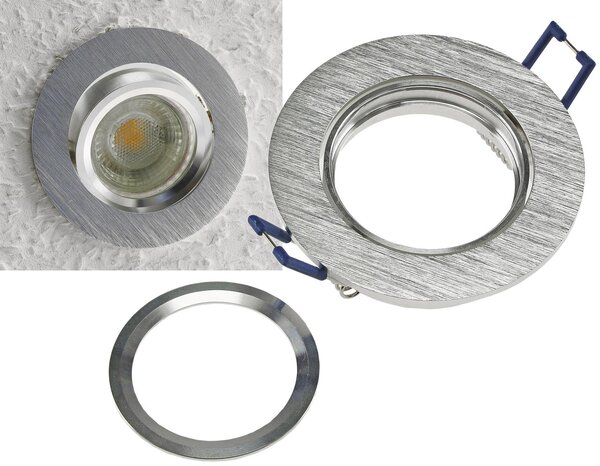 Faretto da incasso rotondo Ø84mm da incasso Ø68mm, orientabile, anello a clip