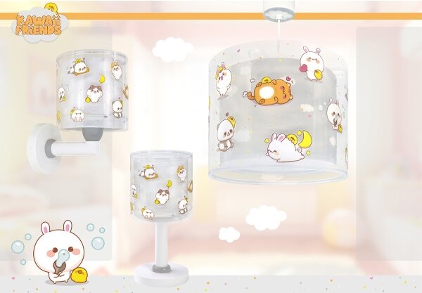 Dalber 41769E - Lampada da parete per bambini KAWAII FRIENDS 1xE27/15W/230V grigia