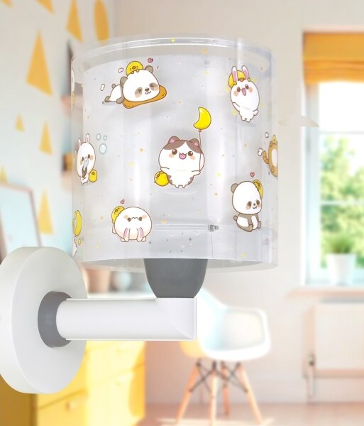Dalber 41769E - Lampada da parete per bambini KAWAII FRIENDS 1xE27/15W/230V grigia
