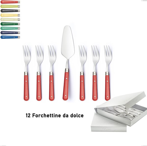 Confezione a libro 13 pezzi, forchettine pi� paletta dolce country, acciaio 18/10 aisi 304 manici in abs