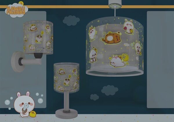 Dalber 41769E - Lampada da parete per bambini KAWAII FRIENDS 1xE27/15W/230V grigia