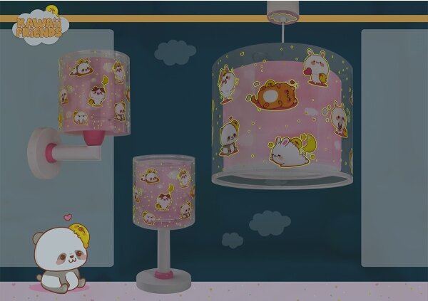 Dalber 41769S - Lampada da parete per bambini KAWAII FRIENDS 1xE27/15W/230V rosa