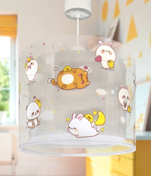 Dalber 41762E - Lampadario per cameretta KAWAII FRIENDS 1xE27/15W/230V grigio