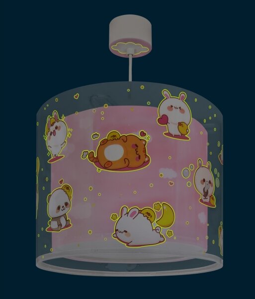 Dalber 41762S - Lampadario per cameretta KAWAII FRIENDS 1xE27/15W/230V rosa
