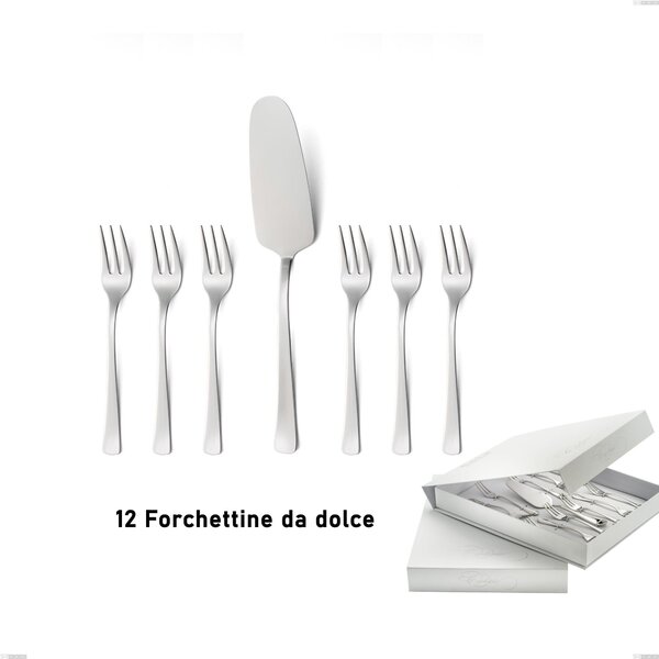 Confezione a libro 13 pezzi, forchettine pi� paletta dolce doram, Acciaio inox Aisi 304 lucido, spessore 2.5 mm