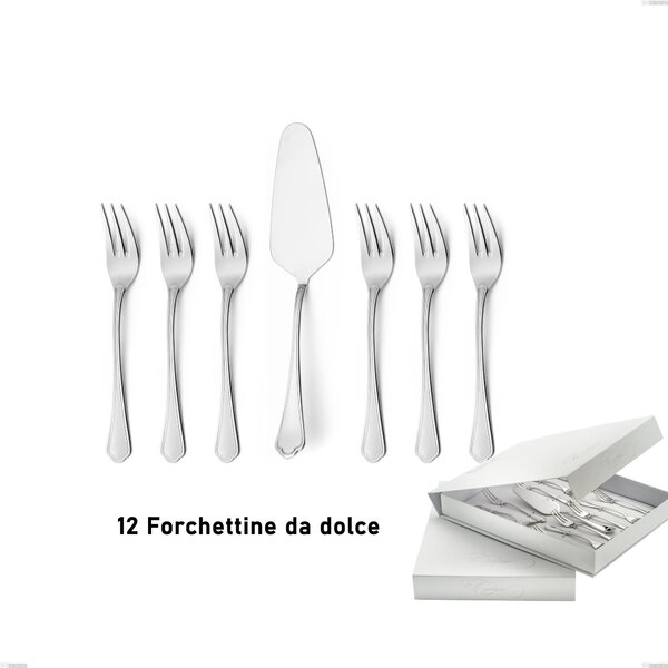 Confezione a libro 13 pezzi, forchettine pi� paletta dolce Domus, inox 18.10 (AISI304), spessore 3.0 mm