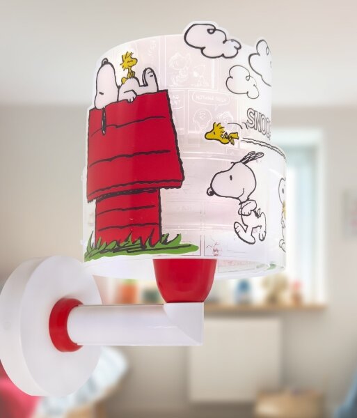 Dalber 76309 - Lampada da parete per bambini SNOOPY 1xE27/15W/230V bianco/rosso
