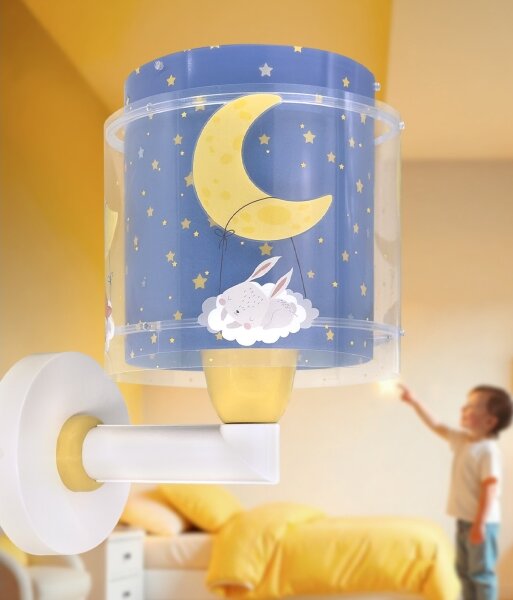 Dalber 76639 - Lampada da parete per bambini MOON DREAMS 1xE27/15W/230V blu