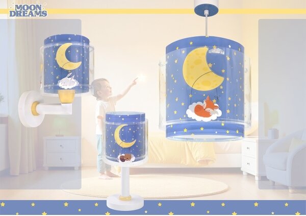 Dalber 76632 - Lampadario per bambini MOON DREAMS 1xE27/15W/230V blu
