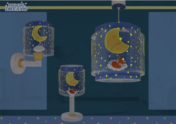 Dalber 76632 - Lampadario per bambini MOON DREAMS 1xE27/15W/230V blu
