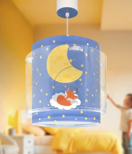 Dalber 76632 - Lampadario per bambini MOON DREAMS 1xE27/15W/230V blu