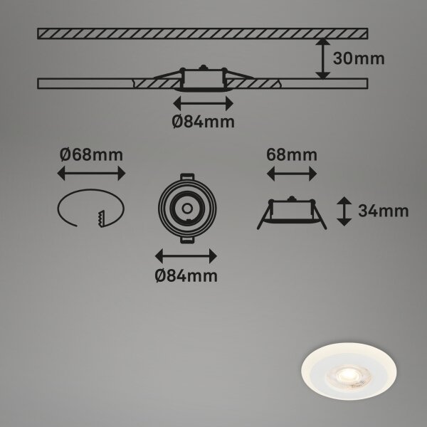 Briloner 7039036 - Set da 3 faretti da incasso per bagno, 3xLED/5W/230V, IP44, bianco