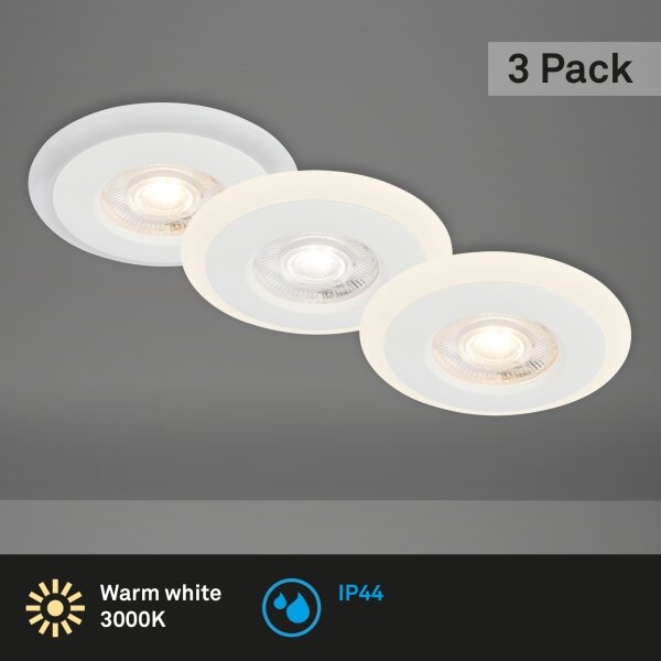 Briloner 7039036 - Set da 3 faretti da incasso per bagno, 3xLED/5W/230V, IP44, bianco