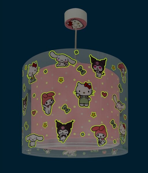 Dalber 41252 - Lampadario per bambini HELLO KITTY&FRIENDS 1xE27/15W/230V rosa