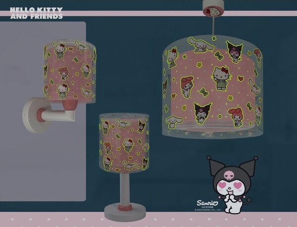 Dalber 41252 - Lampadario per bambini HELLO KITTY&FRIENDS 1xE27/15W/230V rosa