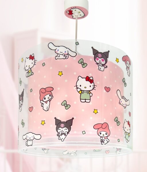 Dalber 41252 - Lampadario per bambini HELLO KITTY&FRIENDS 1xE27/15W/230V rosa