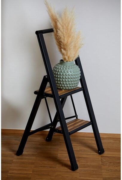 Scala pieghevole antiscivolo in alluminio nero Stepladder II. - Wenko