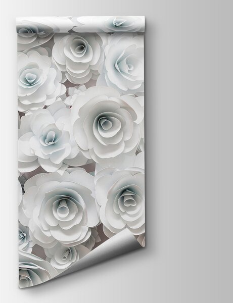 Carta da parati Gruppo di fiori bianchi, Carta da parati 3d fiori, Carta da parati popolare, u56040 - Tapeko.it