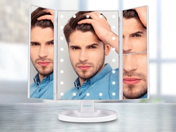 Beper - Specchio da trucco con retroilluminazione a LED 4xAAA/5V