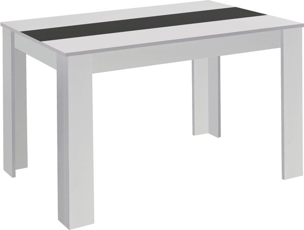 ByLIVING Tavolo da pranzo Nori, 160x90 cm, rivestimento in melamina bianca, piano d'inserto a scelta in nero o bianco