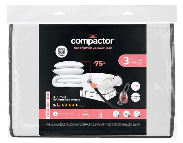 Set di organizer per vestiti sottovuoto/rinforzati in tessuto 3 pz 45x65x15,5 cm Life – Compactor