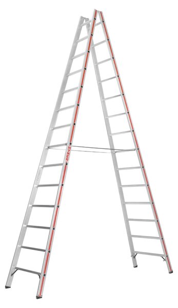 Scala a pioli Hymer, accessibile da entrambi i lati, 2x14 pioli, altezza verticale 3,90 m, altezza massima 5,25 m, peso 18,8 kg