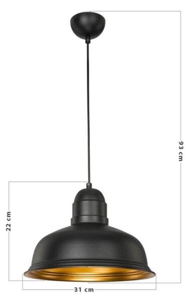 Lampada a sospensione Kumbet MDL3053 metallo nero interno oro