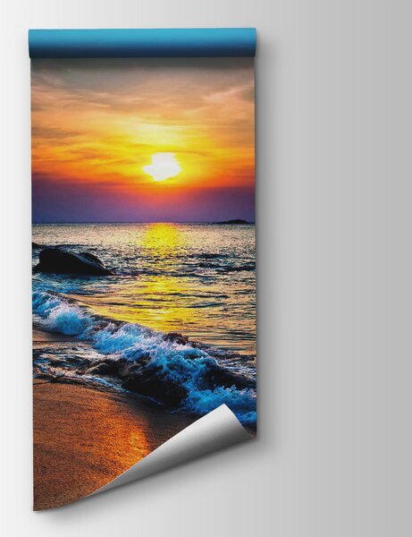 Carta da parati Tramonto su una spiaggia, Carta da parati Mare, Carta da parati popolare, u57778 - Tapeko.it