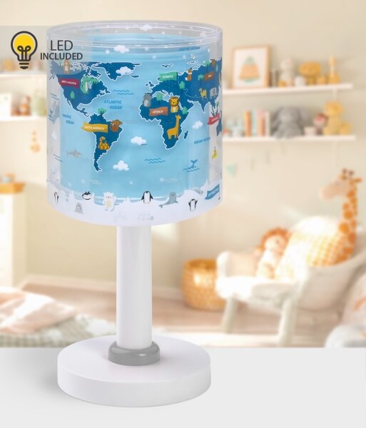 Dalber 40671 - Lampada da tavolo LED per bambini WORLD 1xG4/4W/230V blu