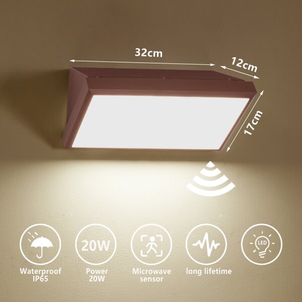 Brilagi-LED Applique da esterno con sensore TRIANGLE LED/20W/230V marrone IP65